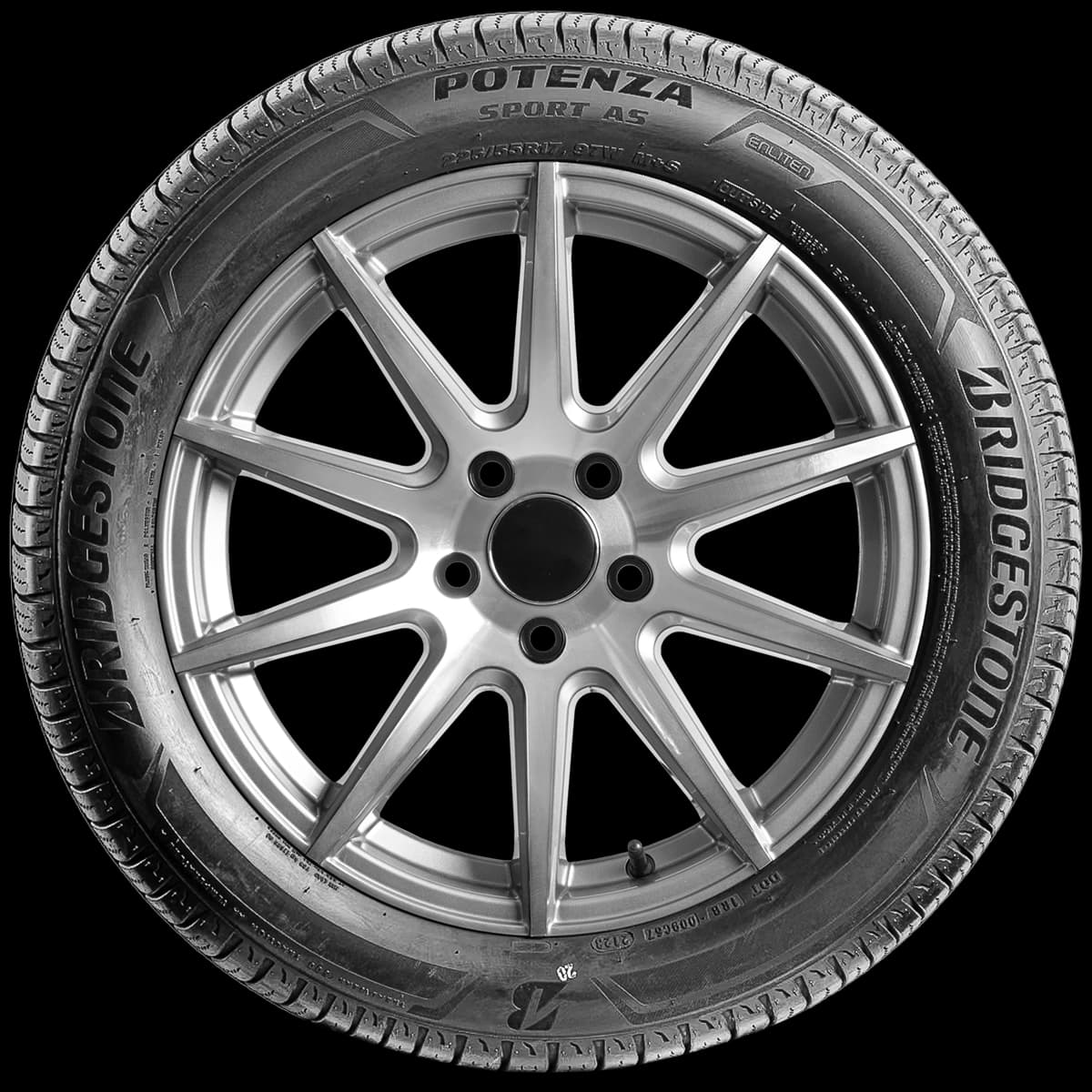 Bridgestone Potenza Sport AS 17" side tire